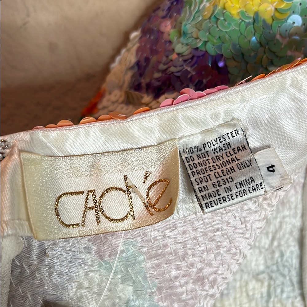 Cache White Orange Bold Vibrant Colors Bodycon‎ Double V-Neck Long Slv NWT $440 - Picture 12 of 12